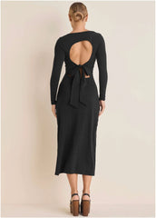 Open Back Maxi Dress Jet Black