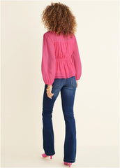 Sheer Beauty Blouse Hot Pink