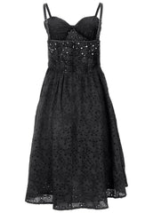 Paisley Eyelet Dress Jet Black