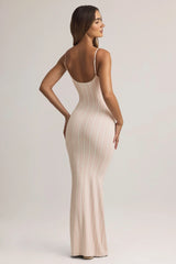 Modal Scoop Neck Strappy Maxi Dress in Stripe Print