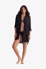 Laguna Fray Shirt Black Bliss Gauze