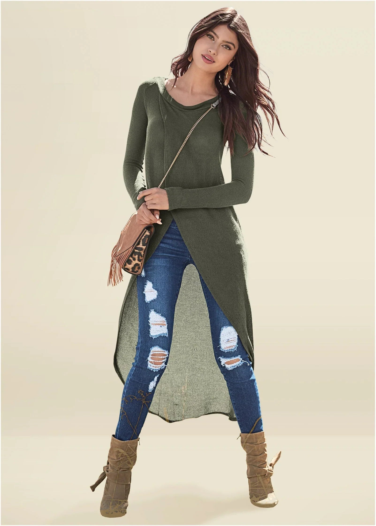 Ripped Skinny Jeans Dark Wash