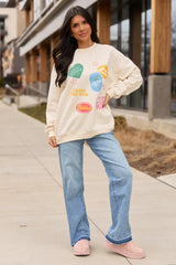Positive Stickers Cream Graphic Sweatshirt