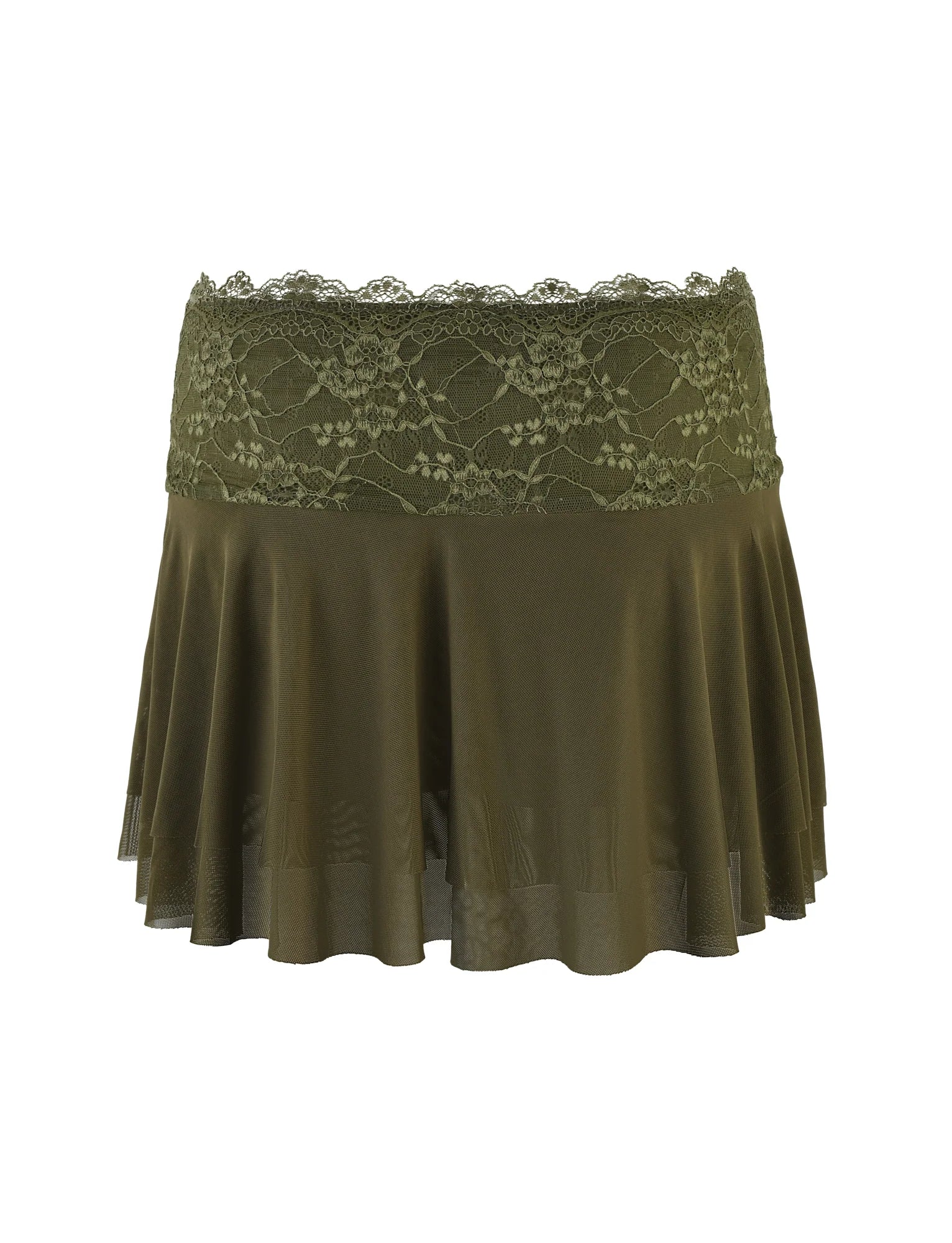 ADELINA MINI SKIRT GREEN KHAKI GREEN IVORY