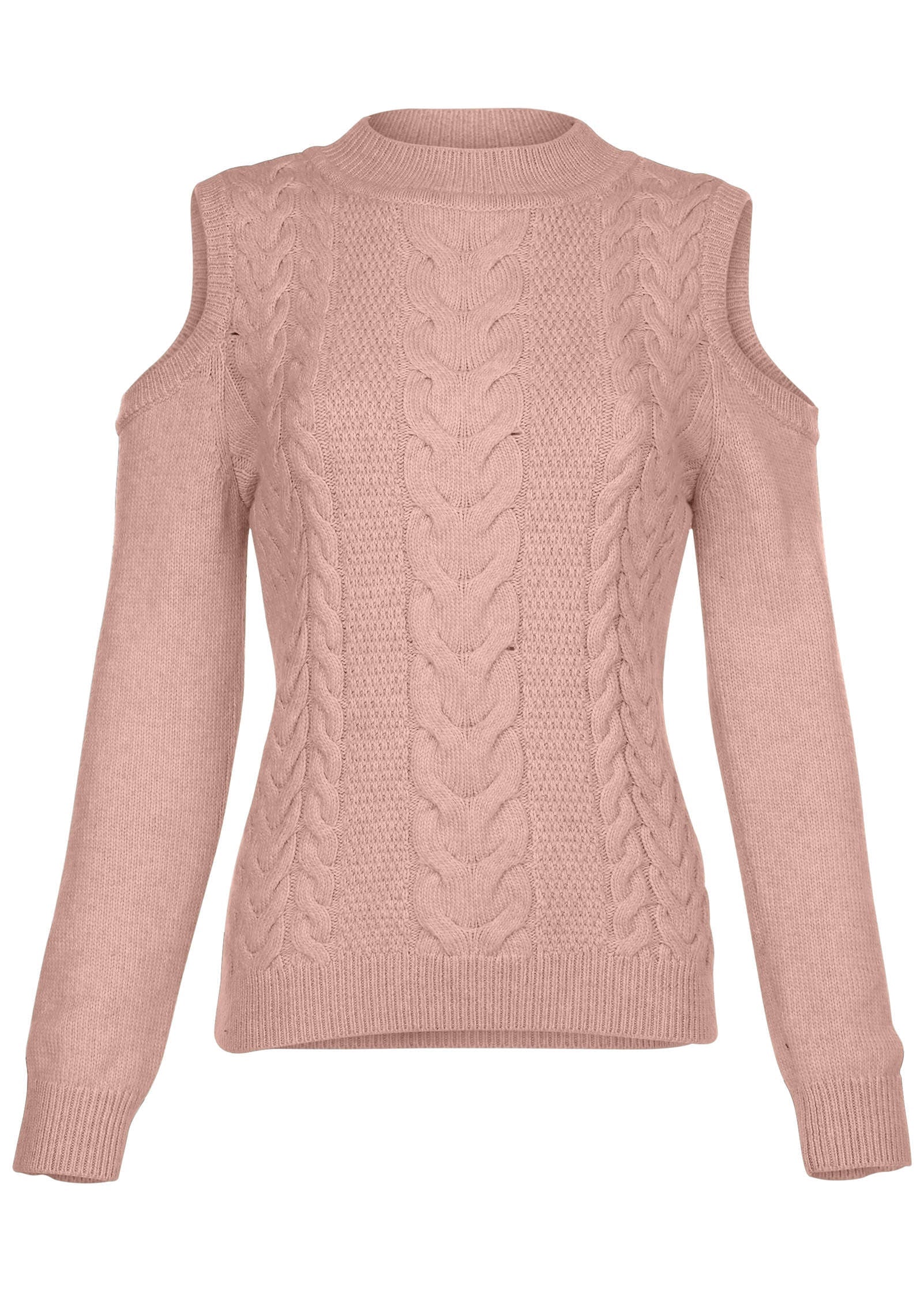 Cable Cold Shoulder Sweater Evening Sand