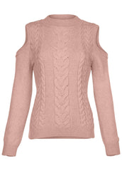 Cable Cold Shoulder Sweater Evening Sand