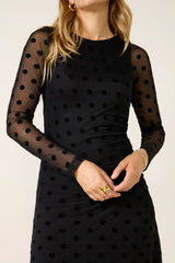 Brinley Mesh Polka Dot Midi Dress
