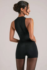 High Neck Romper in Black