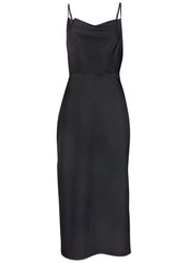 Cowl Neck Slip Dress Jet Black