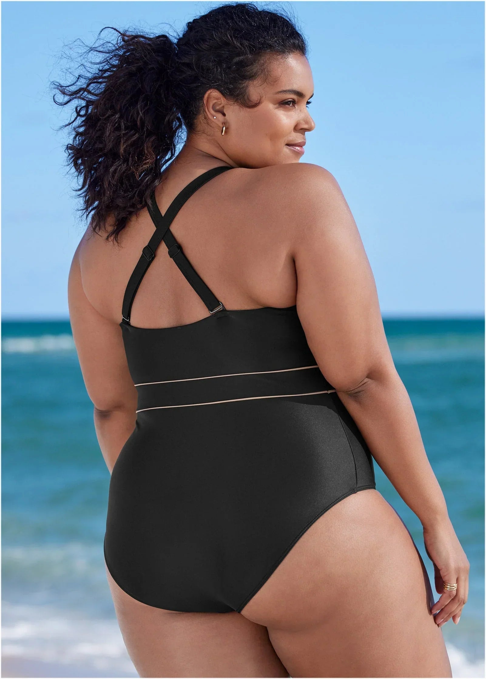 High Neck One Piece Black Beauty