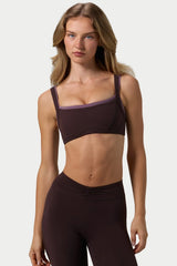 Soft Active Seam Detail Sports Bra in Espresso
