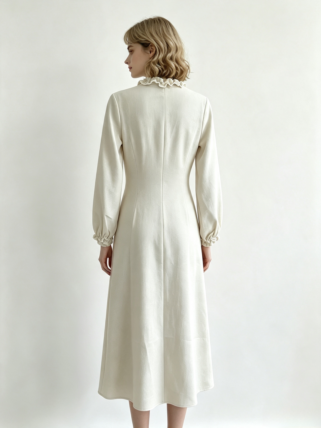 Ruffle Collar Textured Maxi Dress