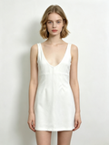 Sleeveless Deep V Mini Dress