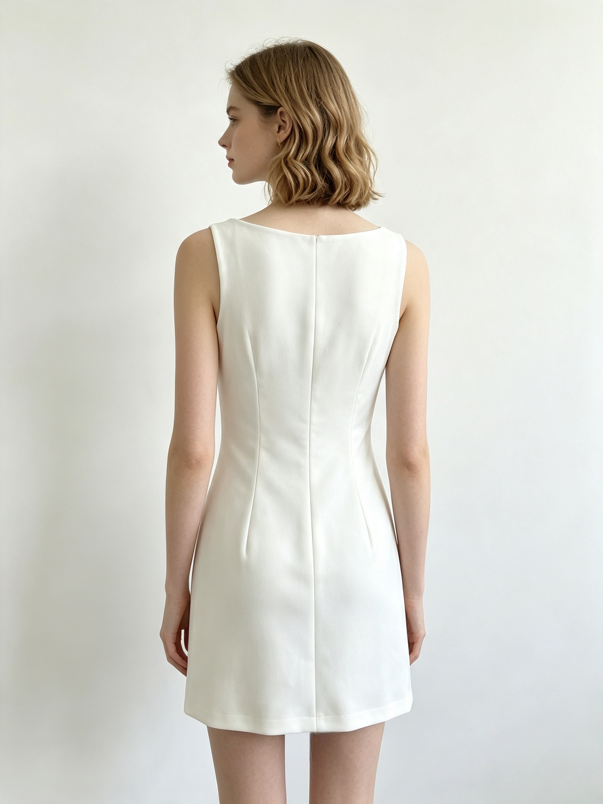Sleeveless Deep V Mini Dress