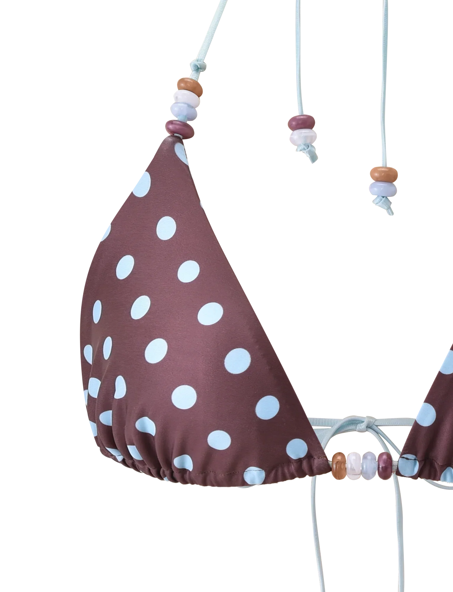 FINLEA BIKINI TOP BROWN AND BLUE POLKA DOT