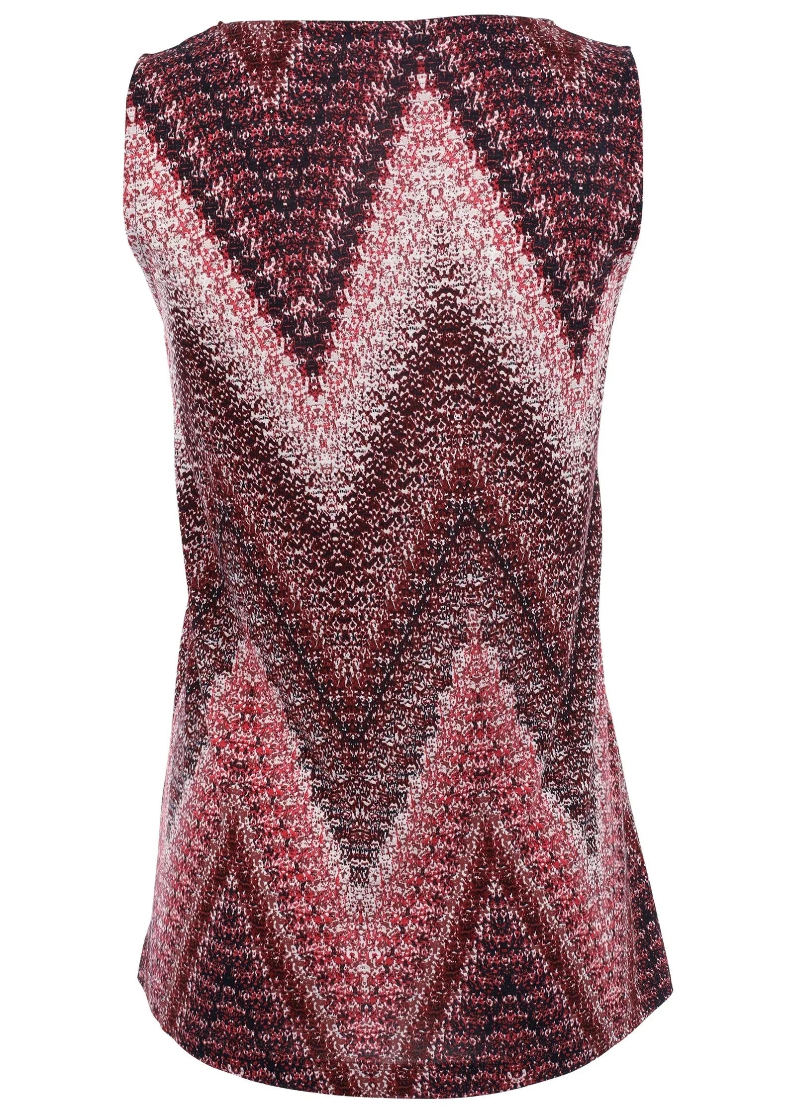 V Neck Sleeveless Top Burgundy Multi