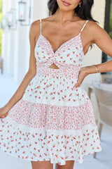Lakin Red Floral Tiered Dress