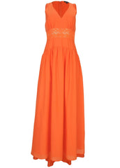 Lace Detail Drop Waist Maxi Orange