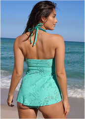 Lace Lanai Bandeau Tankini Top Light Teal