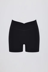 Soft Active V Waist Pocket Mini Shorts in Black