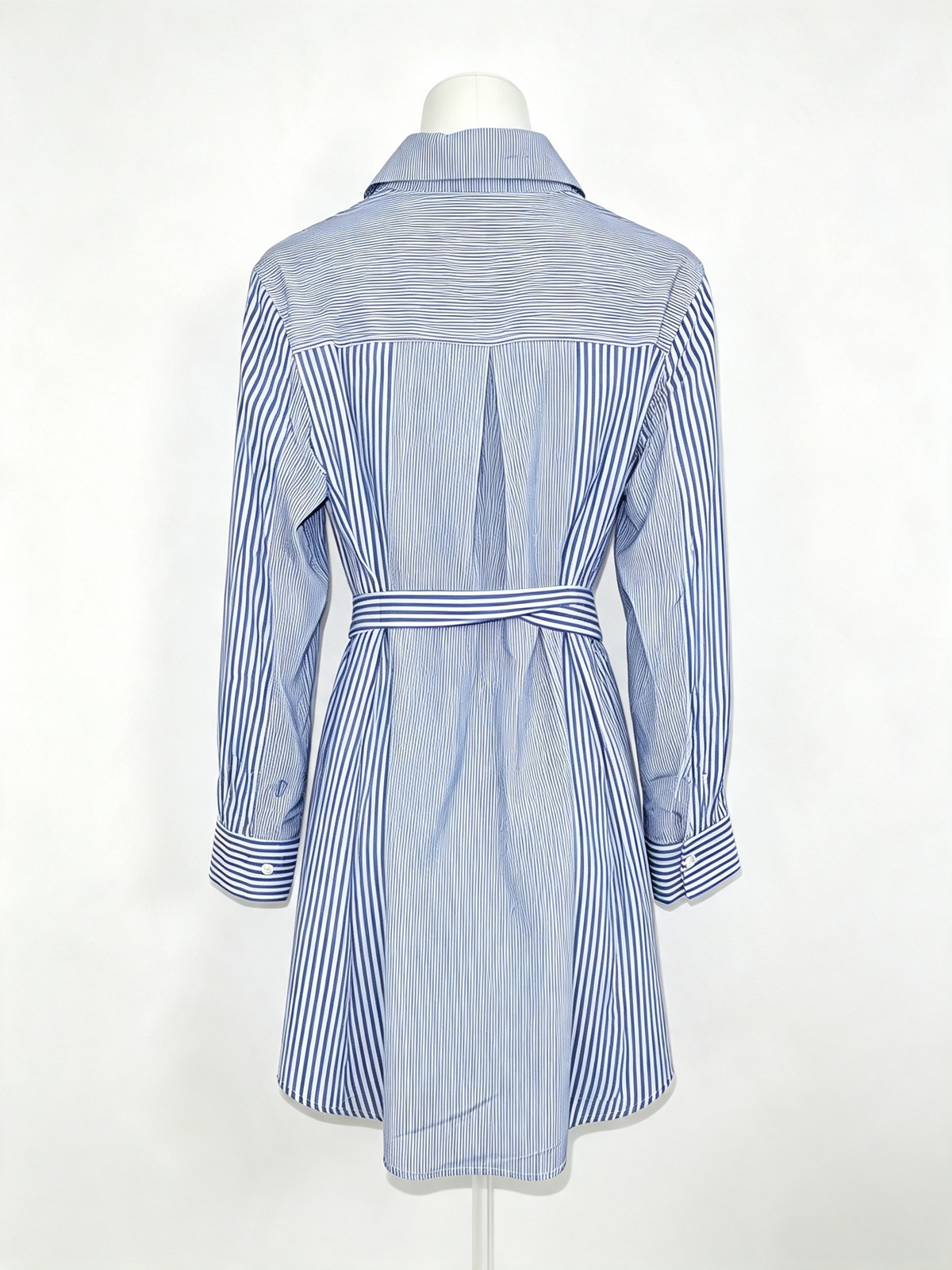 Striped Belted Shirt Mini Dress