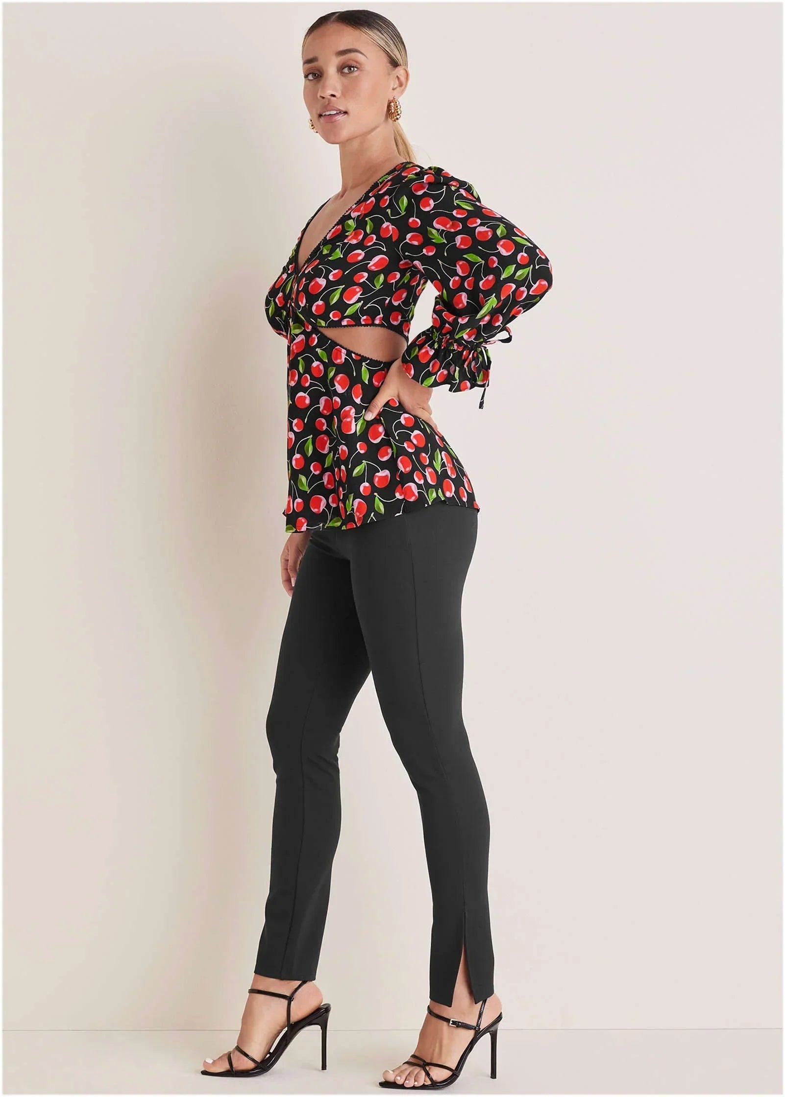 Cut Out Waist Blouse Very Cherry