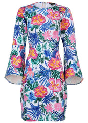 Bell Sleeve Scuba Dress Botanical Garden