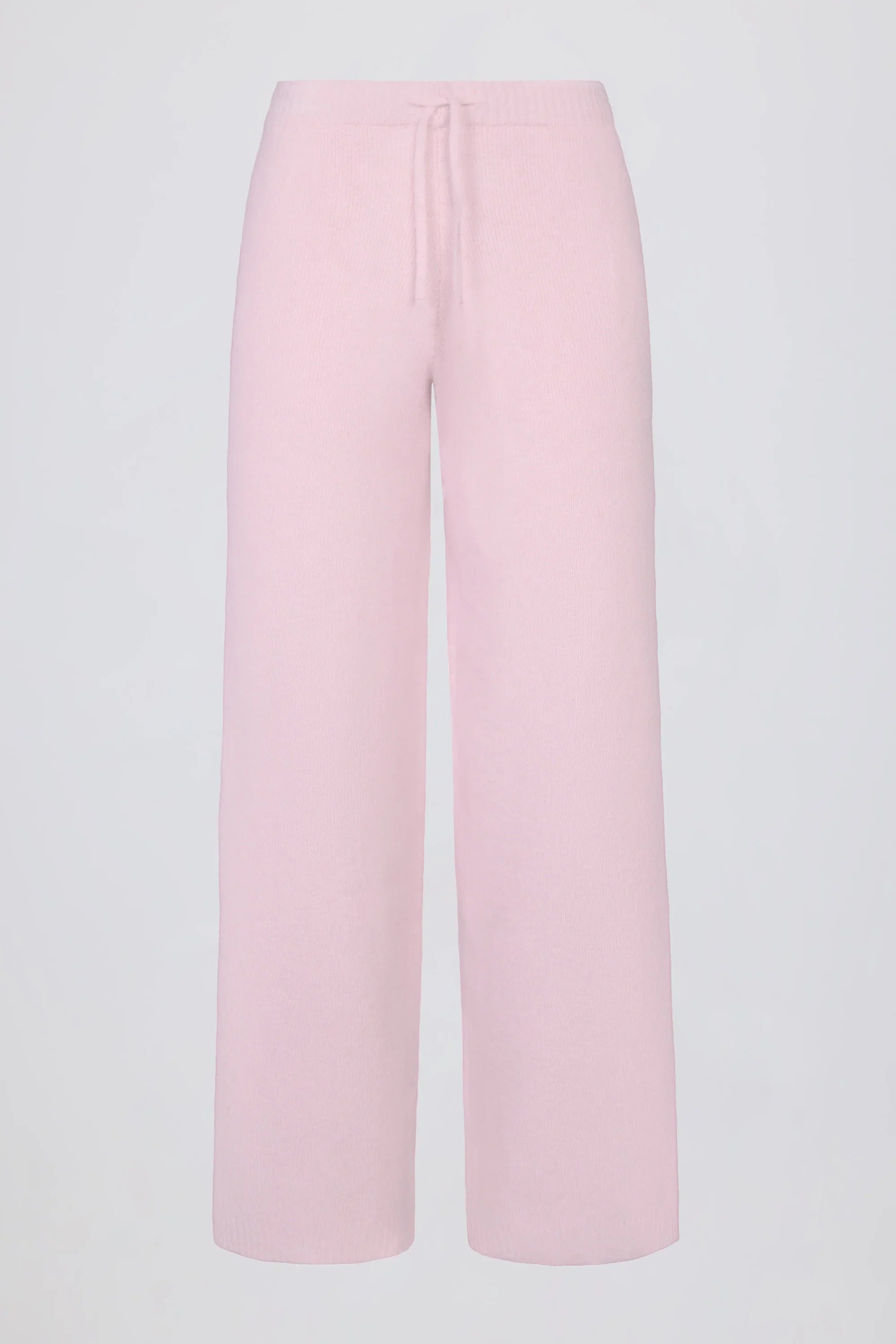 Knit Mid Rise Wide Leg Joggers in Soft Pink