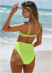 Textured Underwire Swim Top Bright Lime Green
