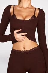 Modal Mid Rise Flared Trousers in Chocolate Brown