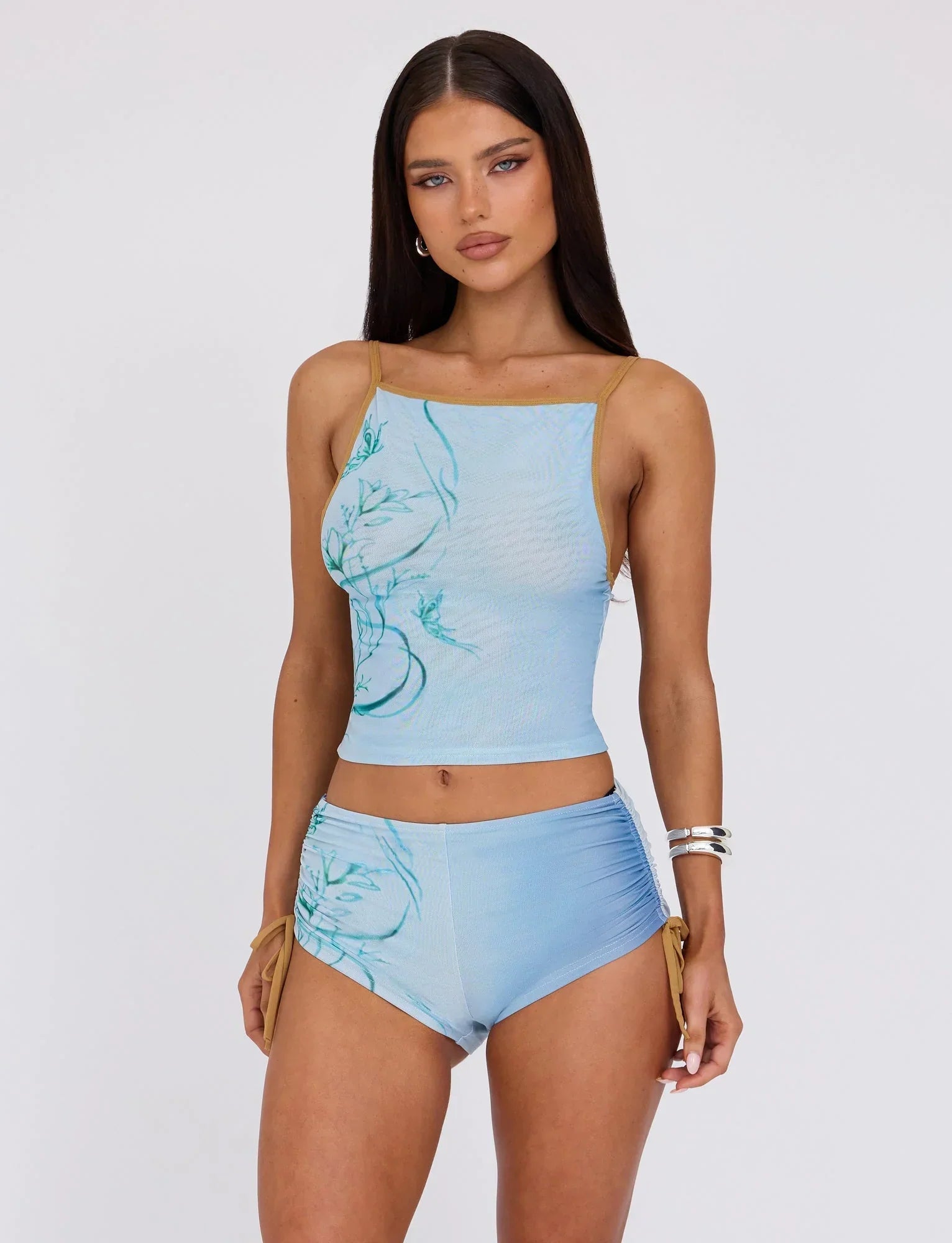 ELVERA TOP BLUE GRADIENT FLORAL