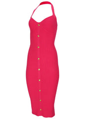 Button Front Halter Midi Azalea