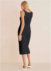 Henley Midi Dress Jet Black