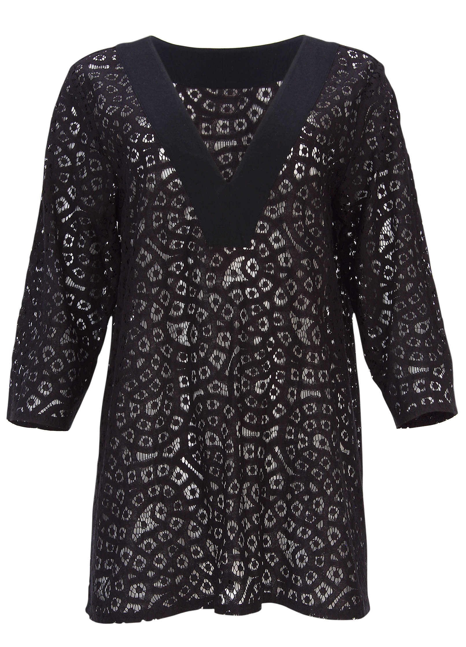 Lace Tunic Cover Up Jet Black