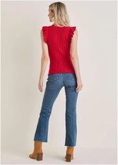 Ruffle Mock Neck Sweater Haute Red