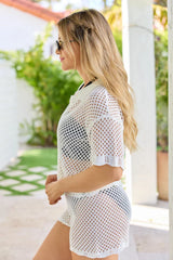 White Crochet Swim Cover Up Top