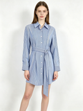 Striped Belted Shirt Mini Dress