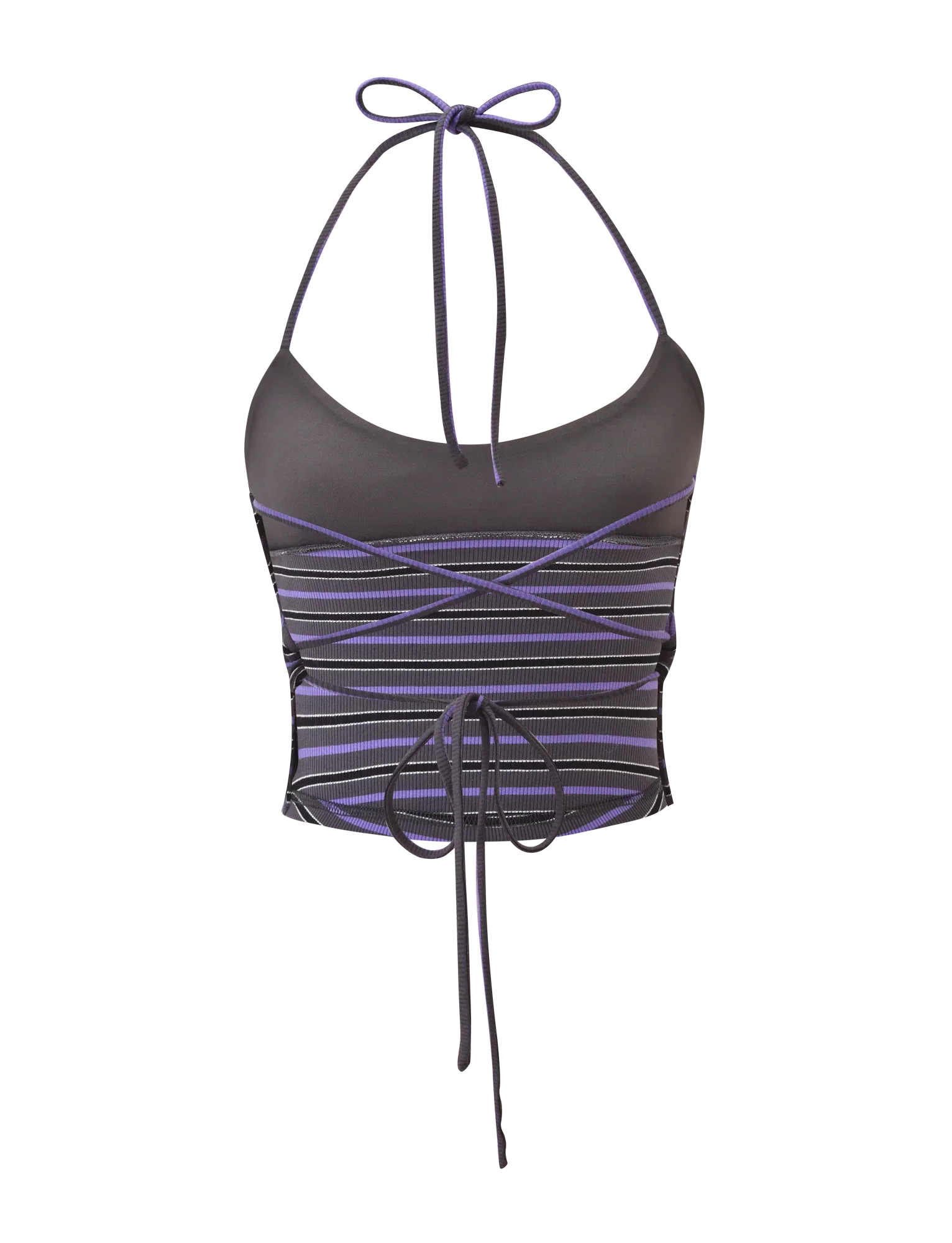 CERYS RIB TOP GREY STRIPE