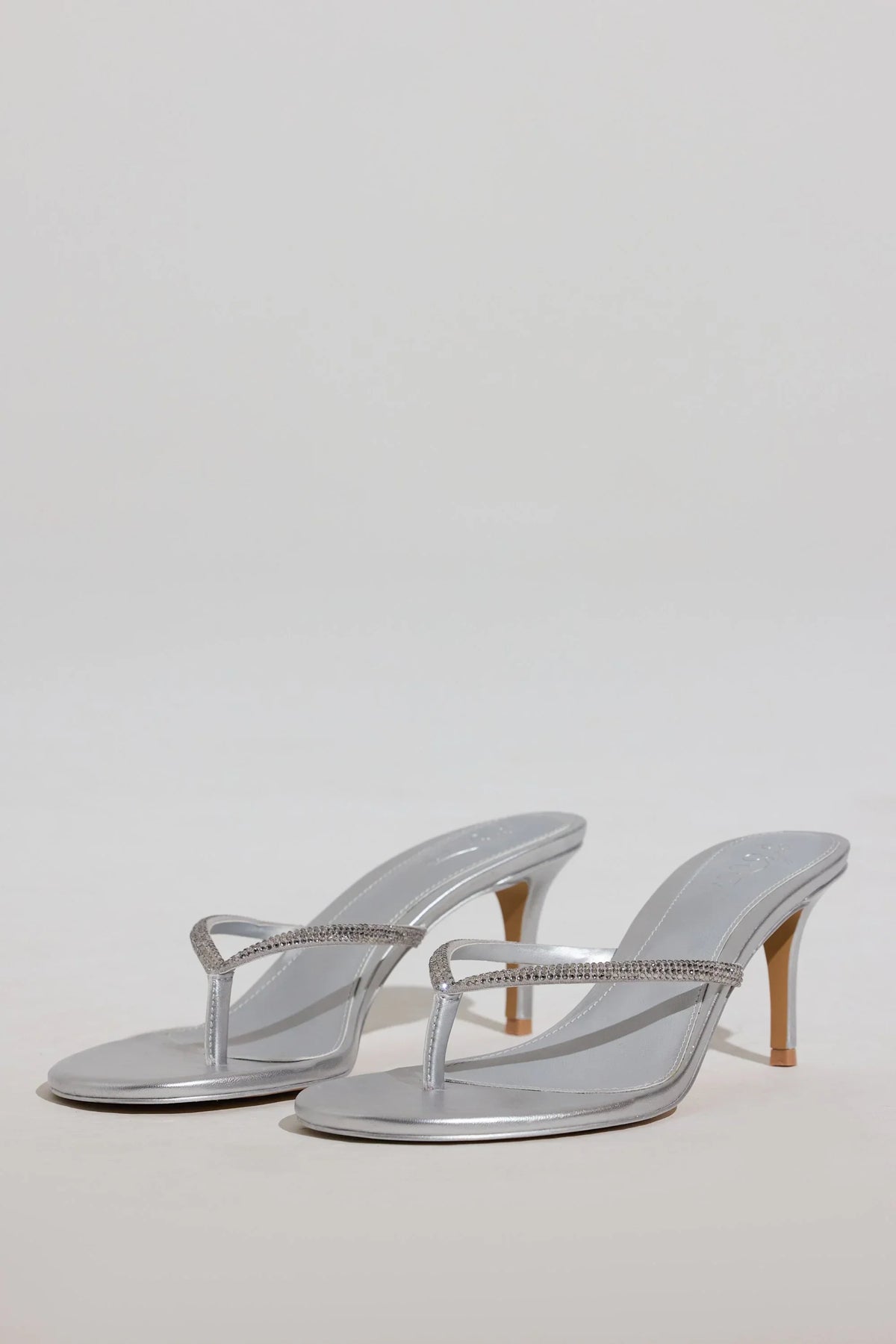 Heeled Sandal in Silver