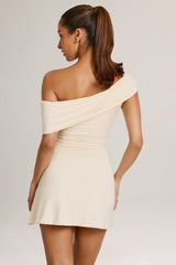 Modal Asymmetric A Line Mini Dress in Ivory