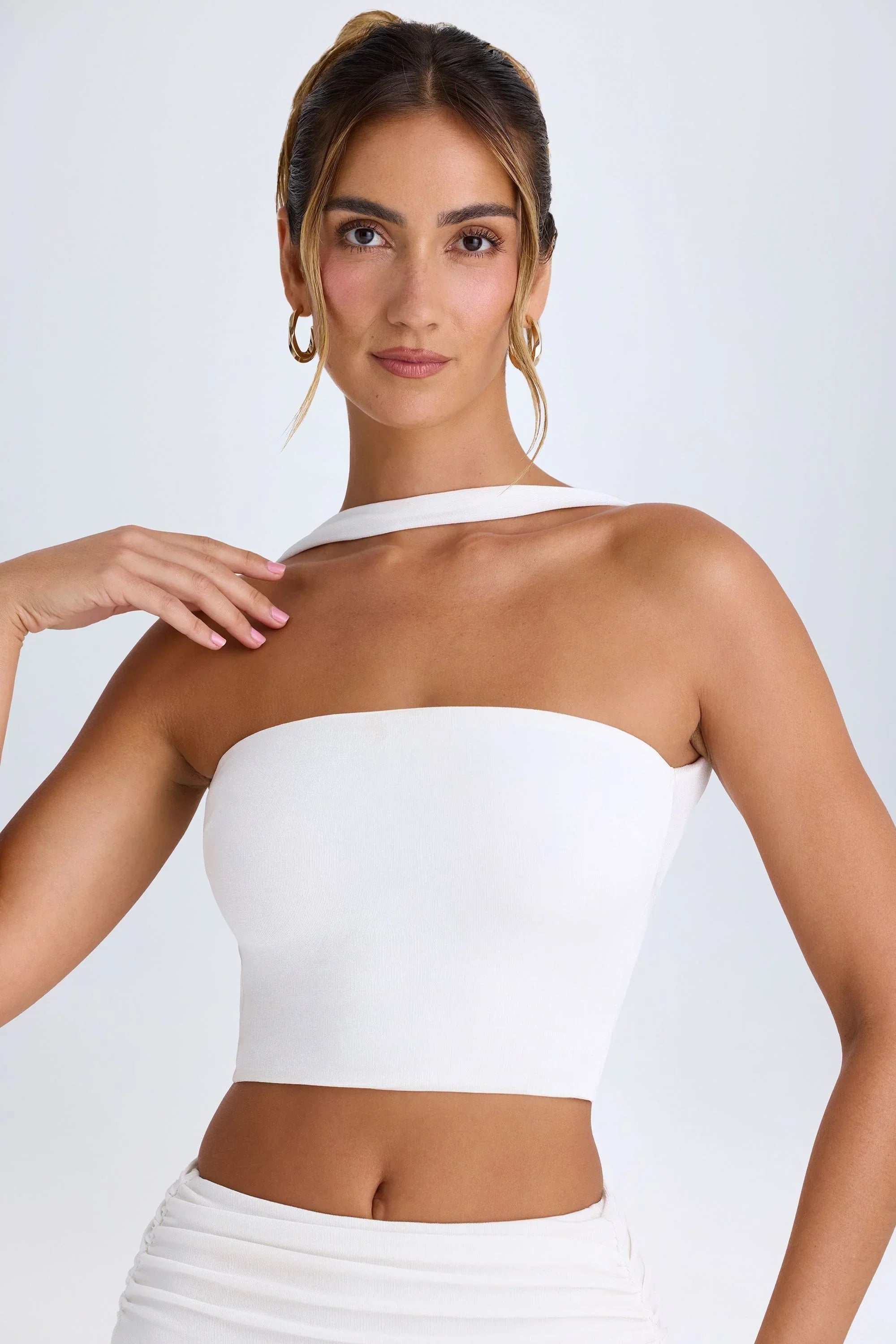 Choker Detail Bandeau Top in White