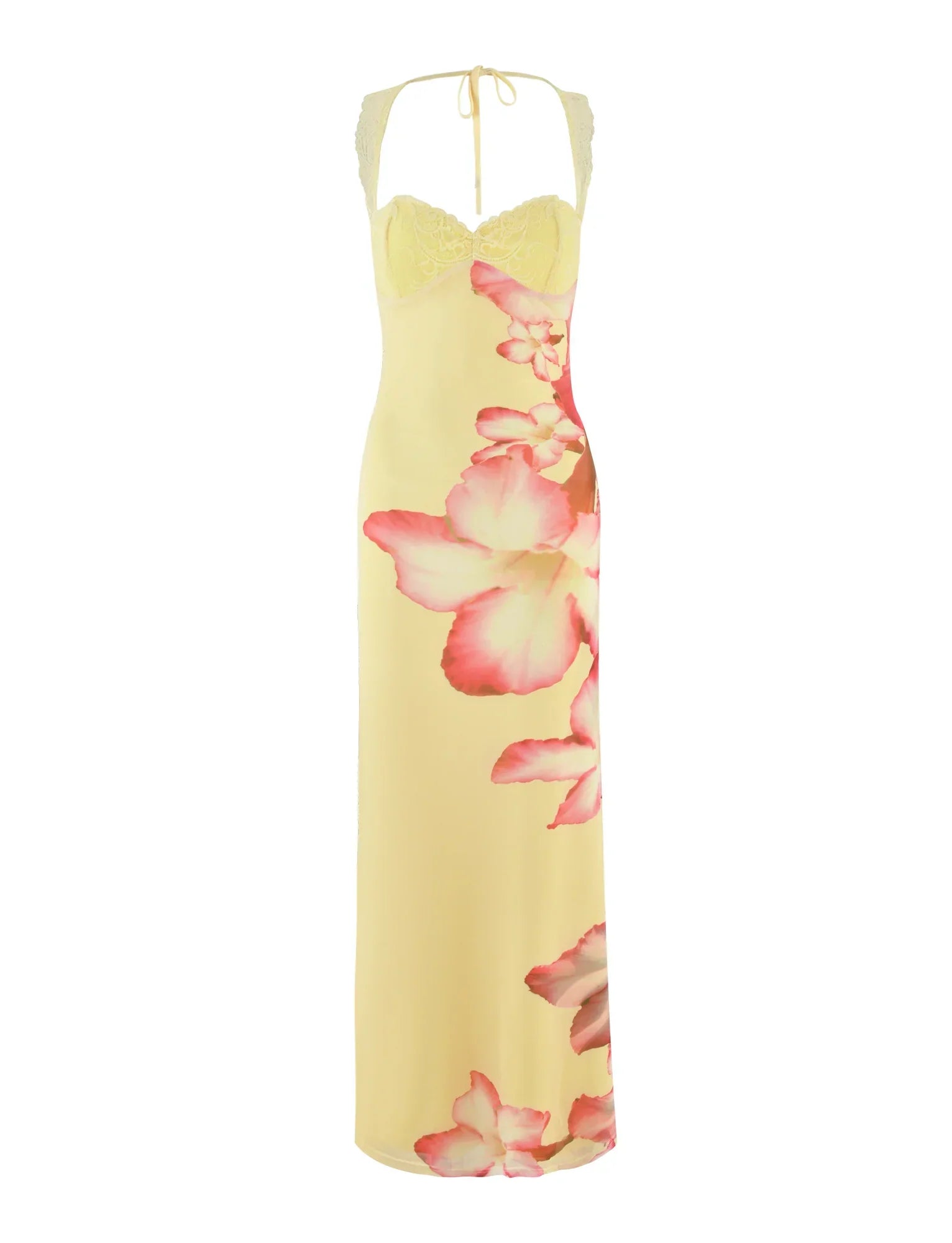 NYOMI MAXI DRESS YELLOW MACRO FLORAL YELLOW HIBISCUS