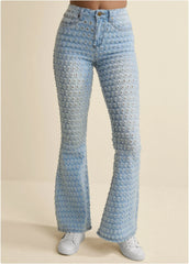 Laser Flare Leg Jeans Light Wash