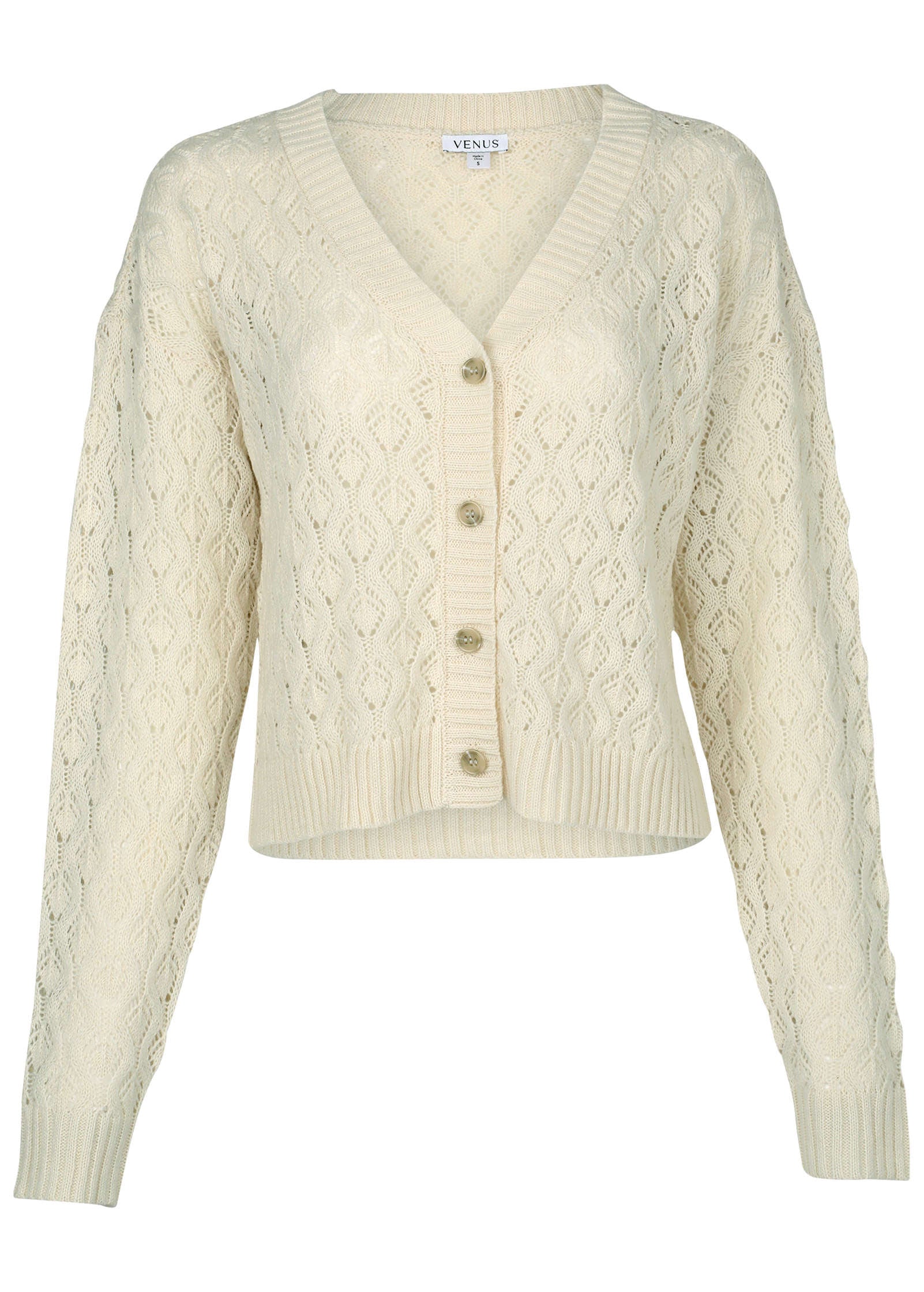Pointelle Cardigan Beige