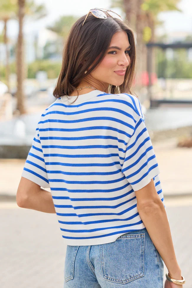 Beach Breeze Blue Striped Tee