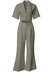 Flare Leg Suiting Set Olive