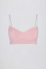 Soft Active Sweetheart Neck Contrast Sports Bra in Powder Pink