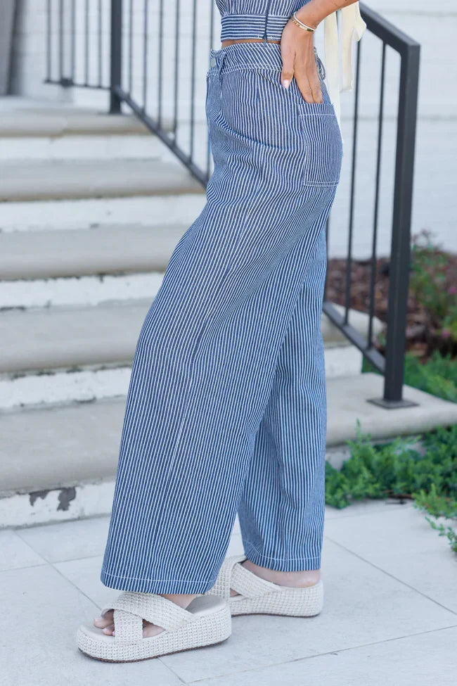 Lennon Navy Striped Pants