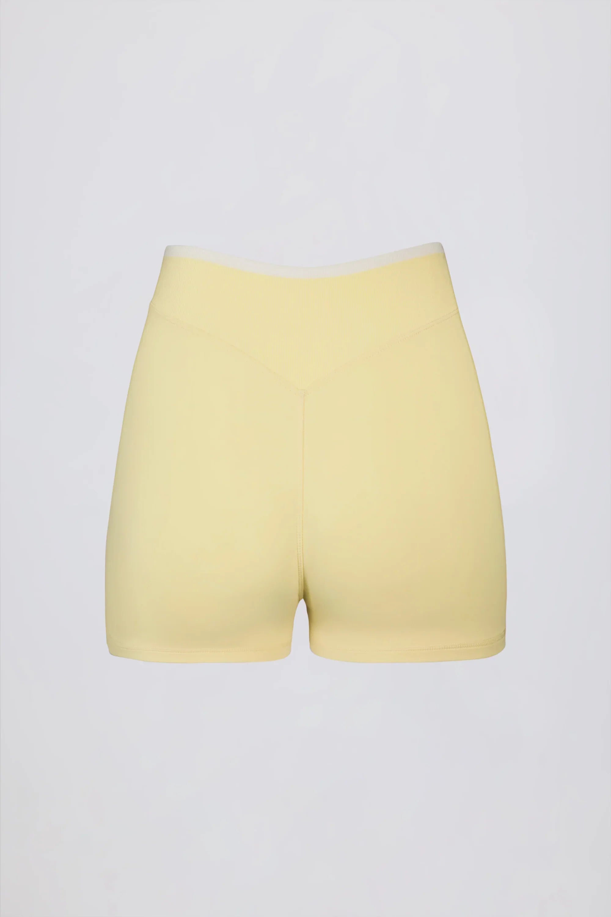 Soft Active Wrapover Contrast Mini Shorts in Soft Yellow