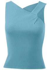 Twist Detail Sweater Tank Blue